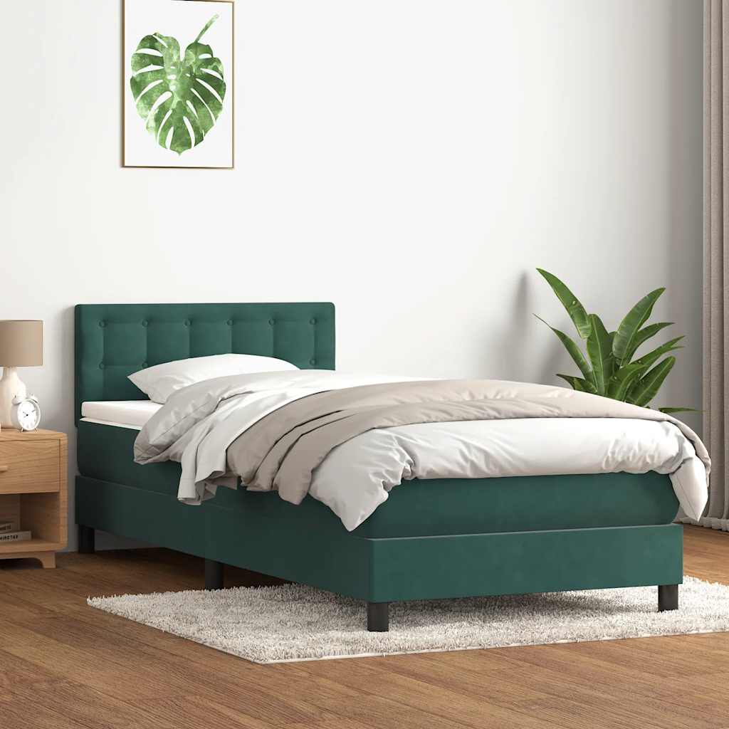 vidaXL Boxspring met matras fluweel donkergroen 80x220 cm