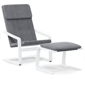 vidaXL Relaxstoel met voetenbank stof donkergrijs