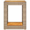 vidaXL Tuinbijzettafel met houten blad 60x40x75 cm poly rattan beige