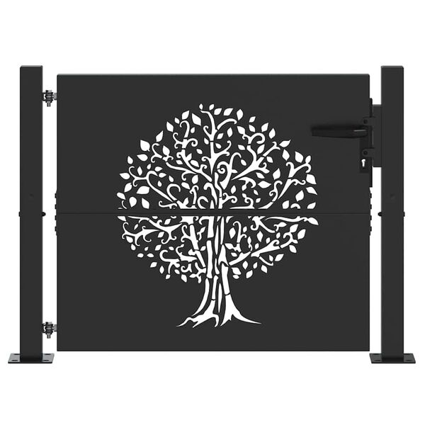 vidaXL Tuinpoort met slot Zwart 100 x 100 cm Poedergecoat staal