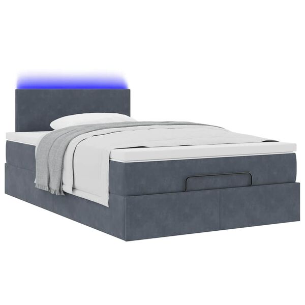 vidaXL Ottoman bed met matras en LED's 120x200cm fluweel donkergrijs