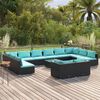 vidaXL 13-delige Loungeset met kussens poly rattan zwart