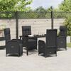 vidaXL Tuin eettafelset met kussen 5 pcs Zwart poly rattan