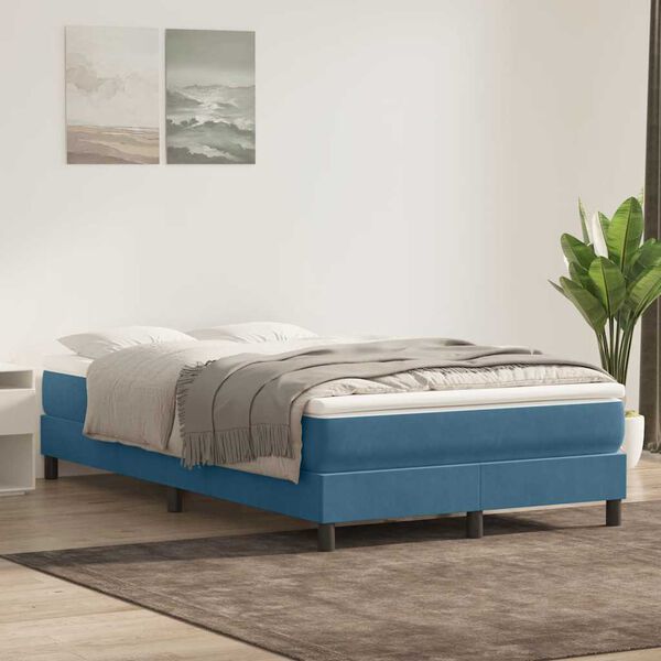 vidaXL Boxspring zonder matras fluweel donkerblauw 120x220 cm