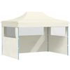 vidaXL Partytent met 3 zijwanden inklapbaar 3x4 m staal cr&egrave;me