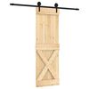 vidaXL Schuifdeur Naturel en Zwart 70 x 210 cm Massief Grenenhout