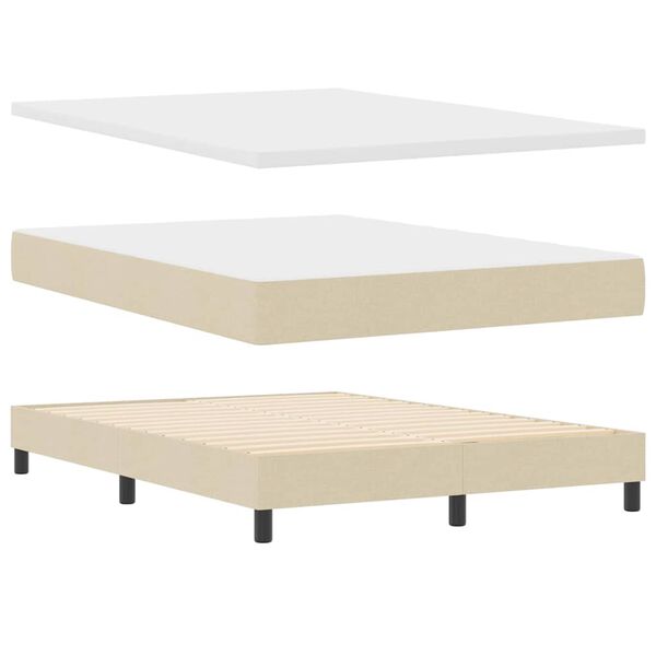 vidaXL Boxspringbed met matras met hoofdeinde Cr&egrave;me 140 x 200 cm Stof
