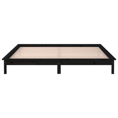 vidaXL Bedframe LED massief hout zwart 120x190 cm