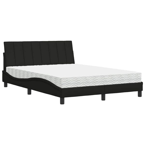 vidaXL Bed met matras "Hanko" stof zwart 120x200 cm