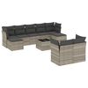 vidaXL 10-delige Loungeset met kussens poly rattan lichtgrijs