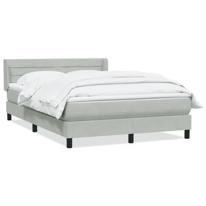 vidaXL Boxspring met matras fluweel lichtgrijs 160x210 cm