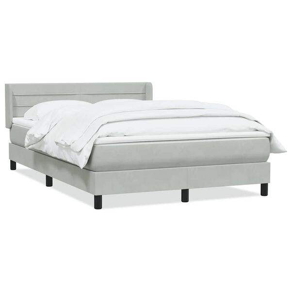 vidaXL Boxspring met matras fluweel lichtgrijs 160x210 cm
