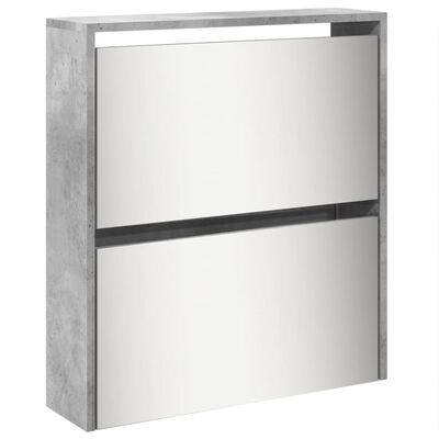 vidaXL Schoenenkast met spiegel 5-laags 63x17x169,5 cm betongrijs