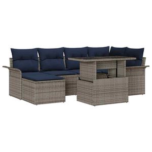 vidaXL Tuin Sofa Set 7 st Grijs [Synthetisch]: Poly Rattan