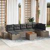 vidaXL Tuin Sofa Set met kussen met opslag 8 pcs Grijs Poly riet