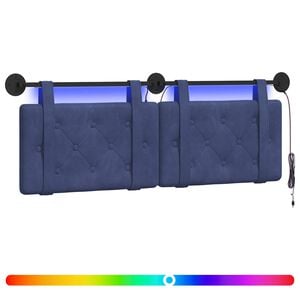 vidaXL Hangend hoofdbord Met LED-verlichting Politieblauw Fluweel