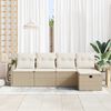 vidaXL Tuin Sofa Set met kussen met opslag 5 pcs Beige Poly riet
