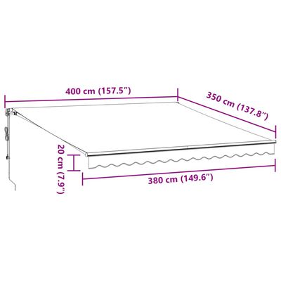 vidaXL Luifel automatisch uittrekbaar LED 400x350 cm antraciet en wit