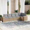 vidaXL 6-delige Loungeset met kussens poly rattan beige