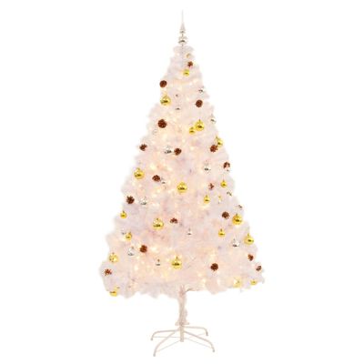 vidaXL Kunstkerstboom met verlichting en kerstballen 210 cm wit