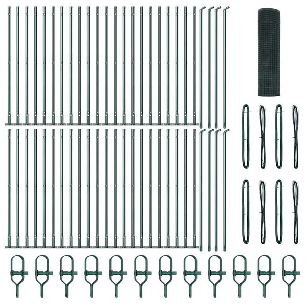 vidaXL Hecke met palen Groen 0.6 x 100 m Staal