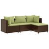 vidaXL 4-delige Loungeset met kussens poly rattan bruin