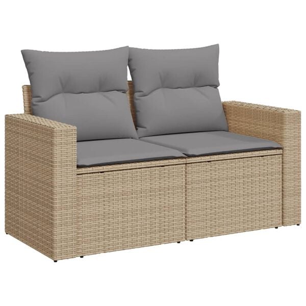 vidaXL 5-delige Loungeset met kussens poly rattan beige