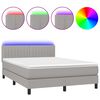 vidaXL Boxspring met matras en LED stof lichtgrijs 140x200 cm