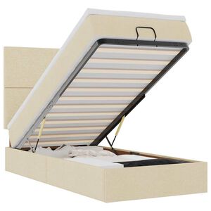 vidaXL Bed met matras 100x200 cm stof cr&egrave;mekleurig