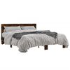 vidaXL Bedframe bewerkt hout metaal gerookt eikenkleurig 150x200 cm