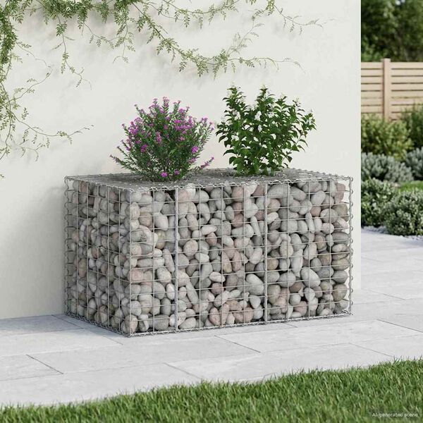 vidaXL Gabion Verhoogd Bed Zilver 100 x 60 x 55 cm