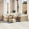 vidaXL Tuin Sofa Set met kussen met opslag Beige Poly riet