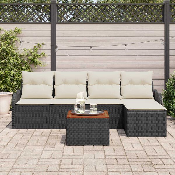vidaXL Tuin Sofa Set 6 pcs Zwart en wit