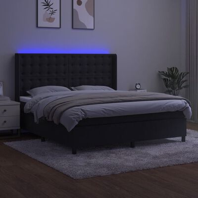 vidaXL Boxspring met matras en LED fluweel zwart 160x200 cm