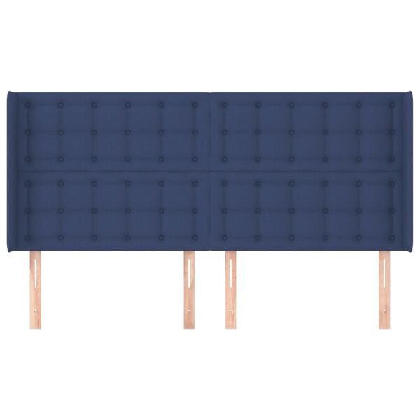 vidaXL Hoofdbord met randen 203x16x118/128 cm stof blauw