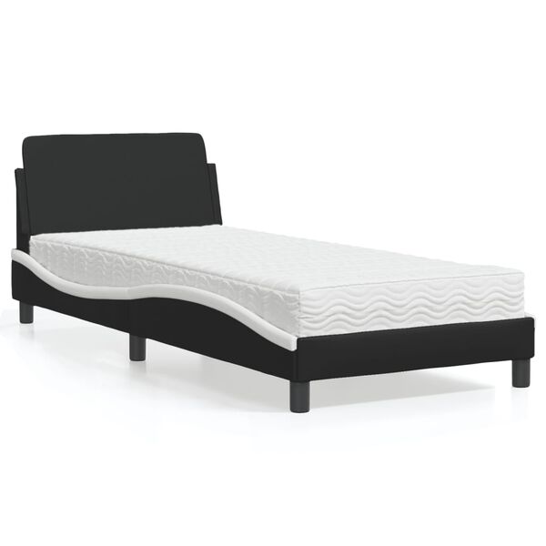 vidaXL Bed met matras "Dover" kunstleer zwart en wit 90x190 cm