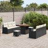 vidaXL Tuin Sofa Set met kussen met opslag 9 pcs Zwart en Cr&egrave;me