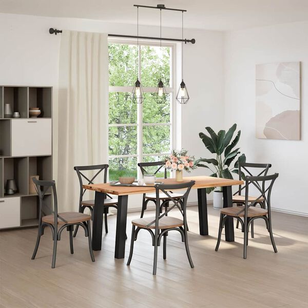 vidaXL Eettafel met natuurlijke rand massief eikenhout rechthoekig
