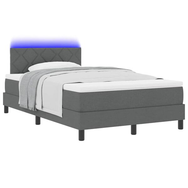 vidaXL Boxspring bed met matras met LED Donkergrijs 120 x 190 cm Stof