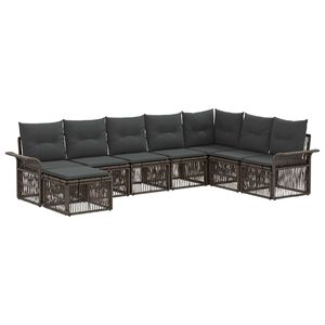 vidaXL Tuinbankenset 8 pcs Grijs poly rattan