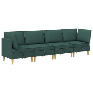 vidaXL Modulaire Sofa Set met Opslag 4 st Donkergroen Stof