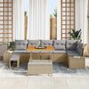 vidaXL Tuin Sofa Set met kussen 9 pcs Beige Poly riet