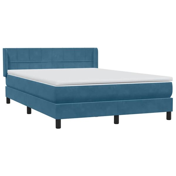 vidaXL Boxspring met matras fluweel donkerblauw 160x210 cm