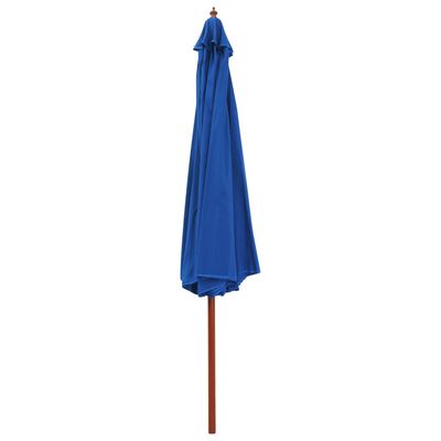 vidaXL Parasol met houten paal 350 cm blauw