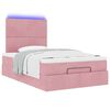 vidaXL Ottoman bed met matrassen en LED's 120x190cm fluweel roze