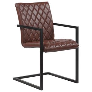 vidaXL Eetkamerstoelen 2 st echt leer bruin