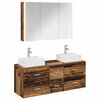 vidaXL Badkamermeubelset 4 pcs Oud hout Bewerkt hout en glas