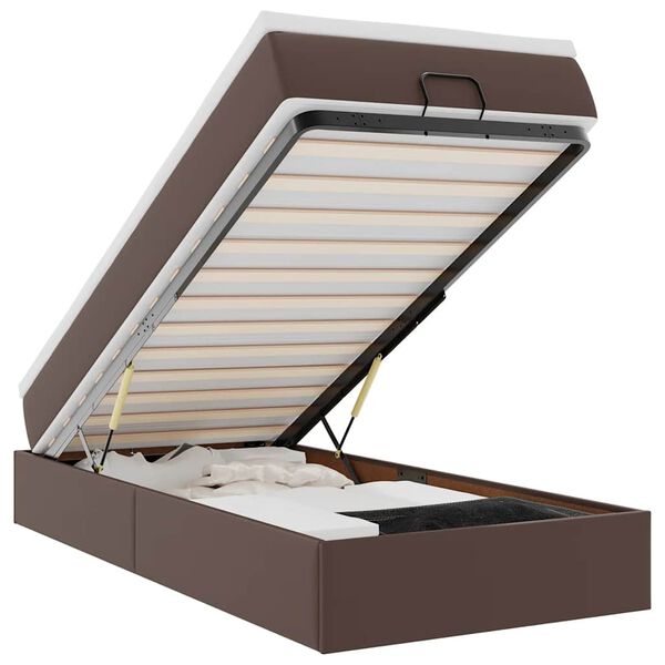 vidaXL Ottoman bed met matras 100x200cm kunstleer bruin