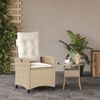 vidaXL Tuinstoel verstelbaar met kussens poly rattan beige