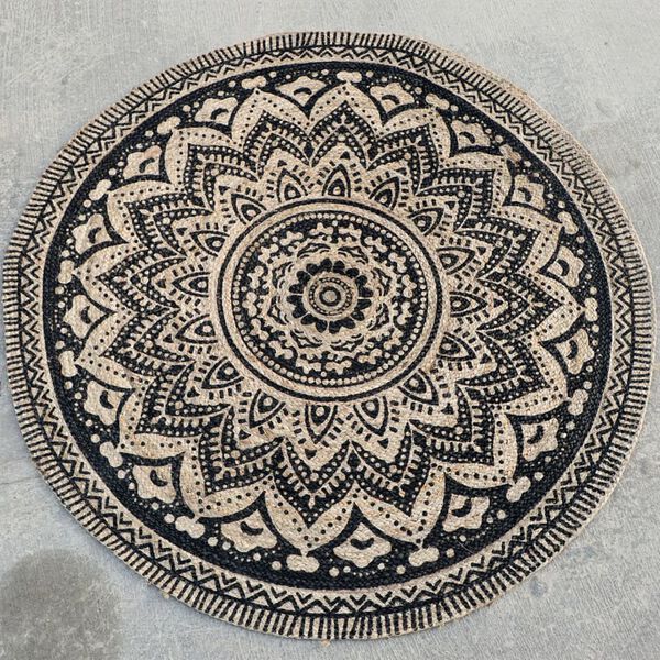 Dutch Lifestyle Vloerkleed Jaipur Classic rond 150 cm beige en zwart